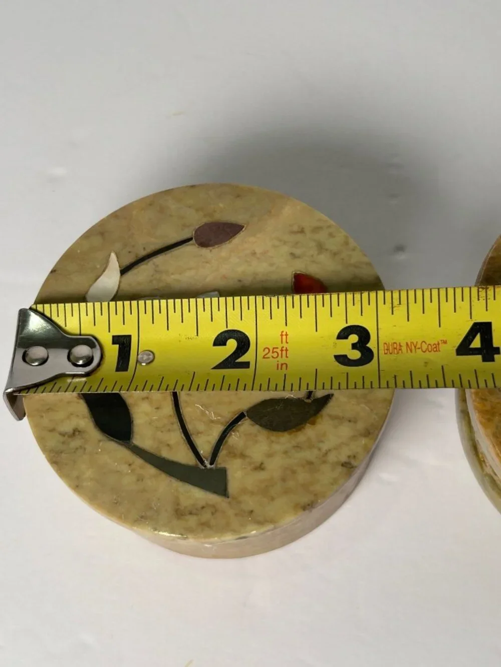 VTG Soapstone Floral Trinket Boxes Set Of 2 Handmade In India Pearl Collectible